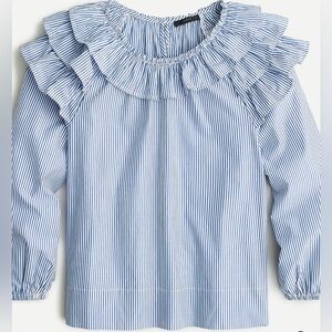 J. Crew Ruffle-shoulder top in stripe